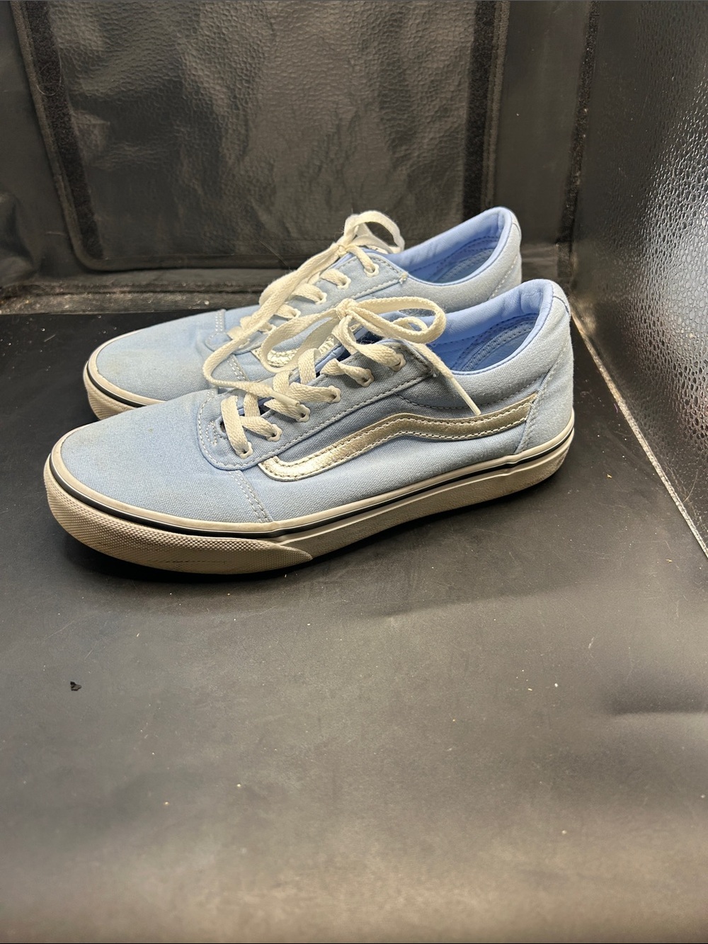 Vans Light Blue Canvas Low-Top Sneakers with White Stripe